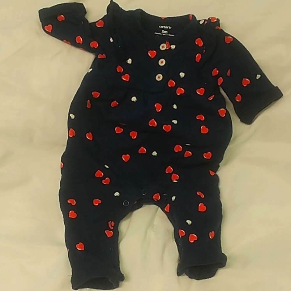 Carter's 3 month Navy blue w/red and white hearts jumper
